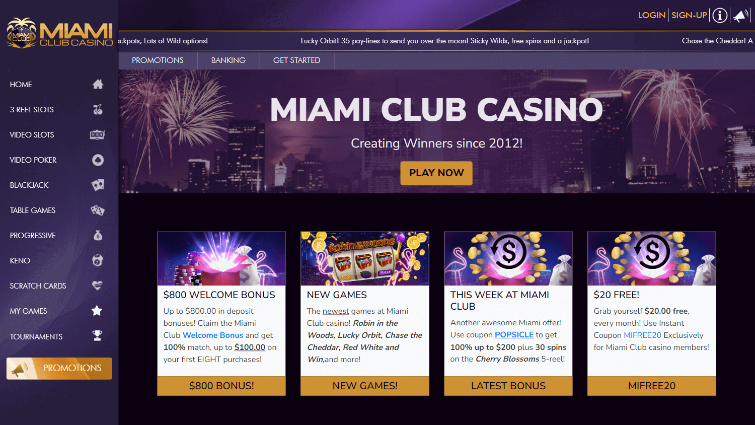 Miami Club Casino Desktop screenshot